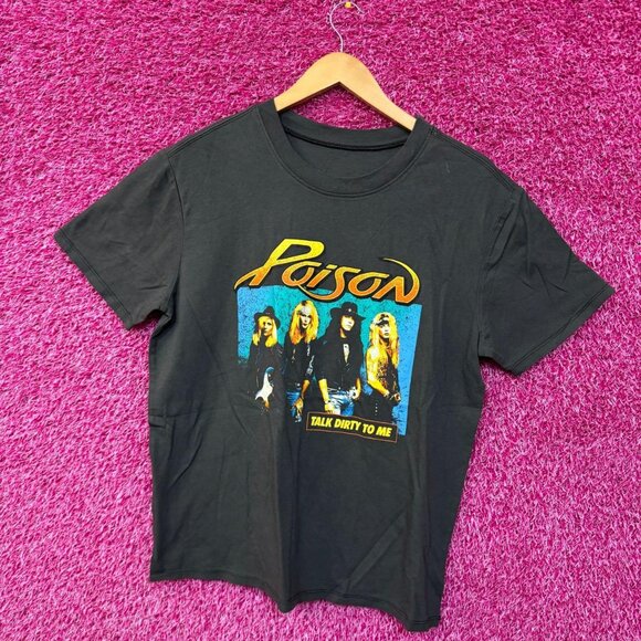 poison Talk Dirty to Me Poster Oversized Glam Metal Tee M - Picture 3 of 4
